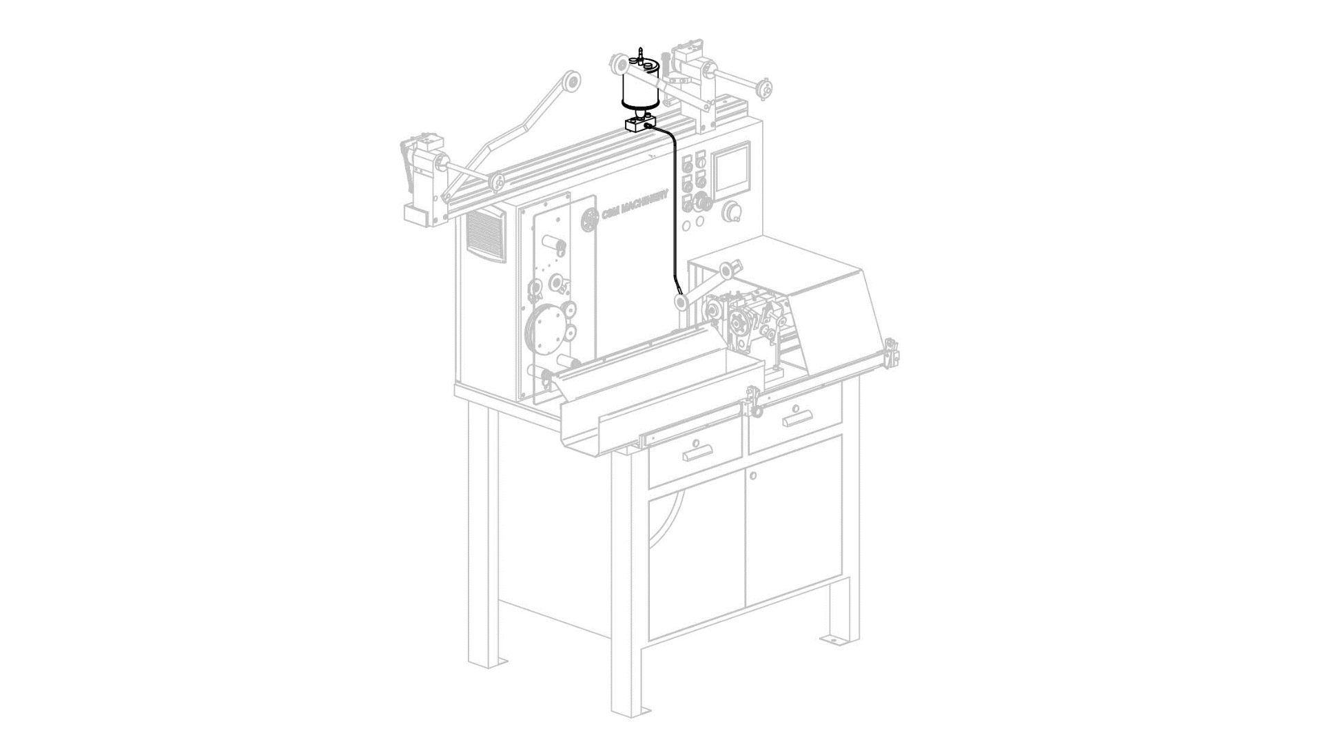 Technical draw of dispenser for lubricant for coiling machine